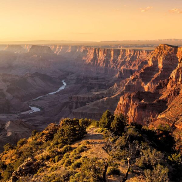 A view of the Grand Canyon at sunset